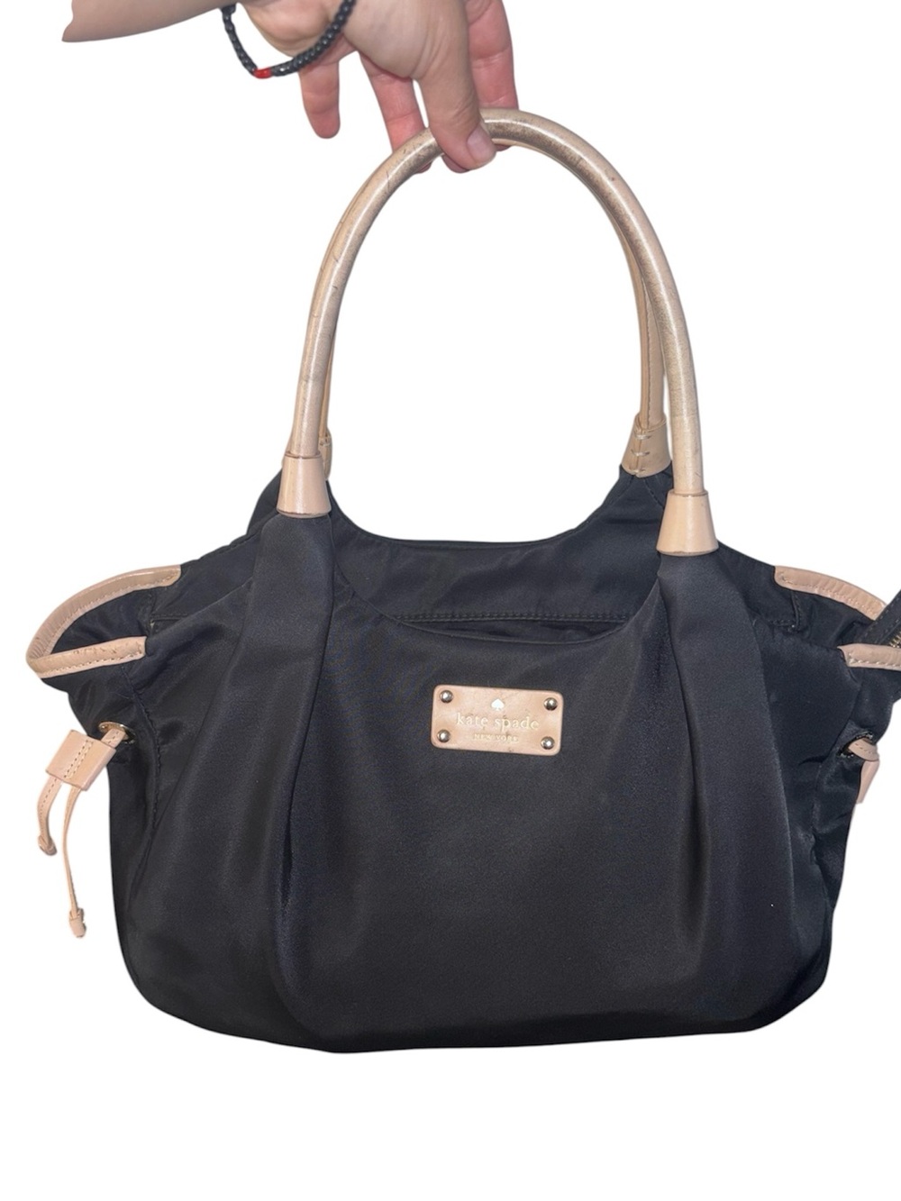kate spade Black Shoulder Bag with Champagne Handles